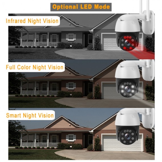 PTZ WiFi kameraet har nattmodus så du kan velge mellom svart/hvitt bilde eller fargebilde.