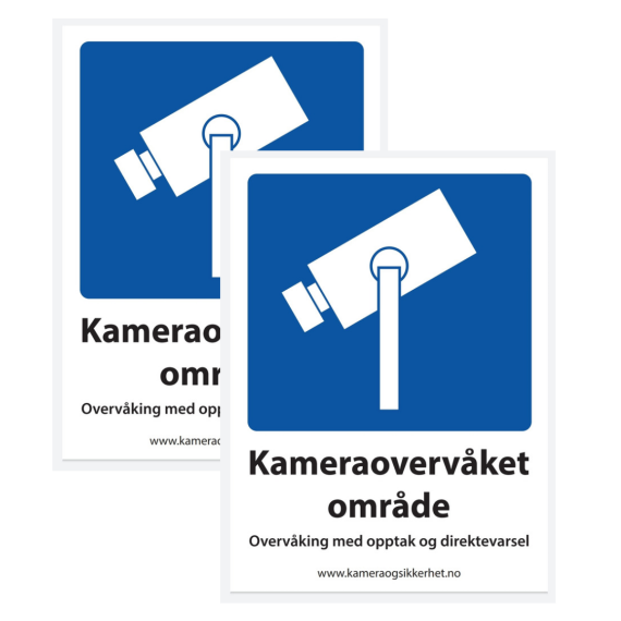 Klistremerker "kameraovervåket område" Perfekt for utendørs overvåkningskamera