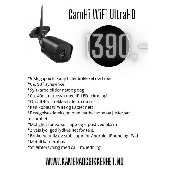 CamHi WiFi Overvåkningskamera Ultra HD