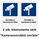 Skilt "Kameraovervåket område" 4 stk. følger med i pakken