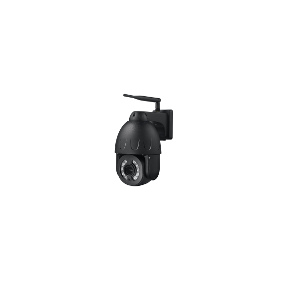 WiFi overvåkningskamera CamHi i svart utførelse. Et PTZ WiFi kamera med 10x  optisk zoom.